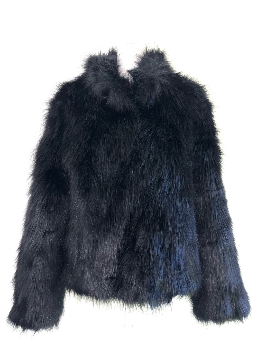 Unreal Fur Black Faux Fur Delish Jacket EUC Vegan 3 Pockets Straight Hem MED